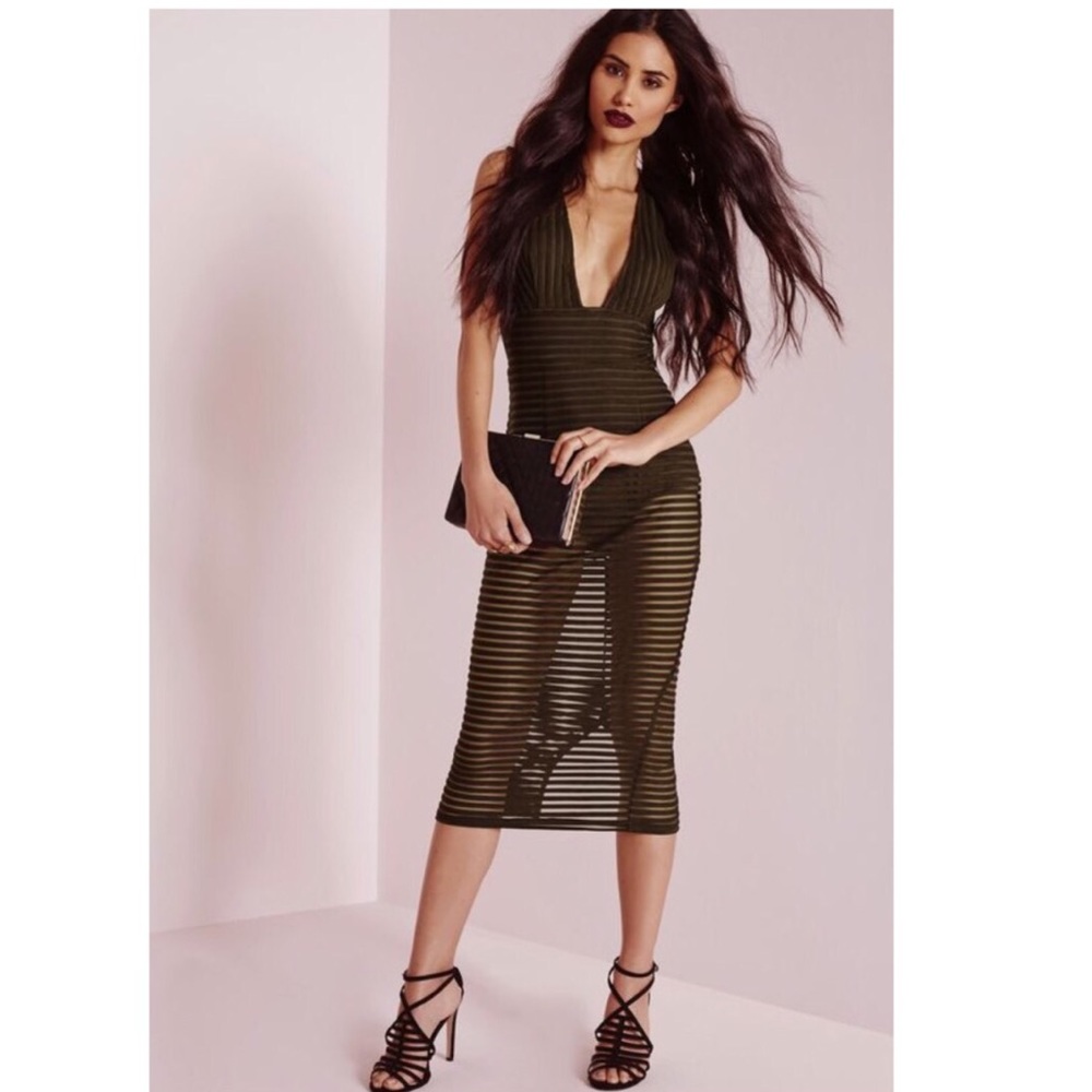 NWT Missguided striped burnout midi dress